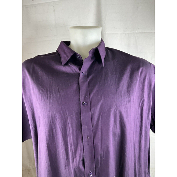 Men’s Big And Tall Winston Dress Button Up Shirt Size 4XL Purple Short Sleeve - Picture 2 of 4